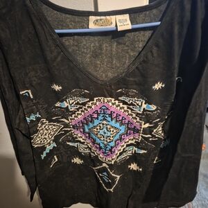 Women's Black Graphic Top